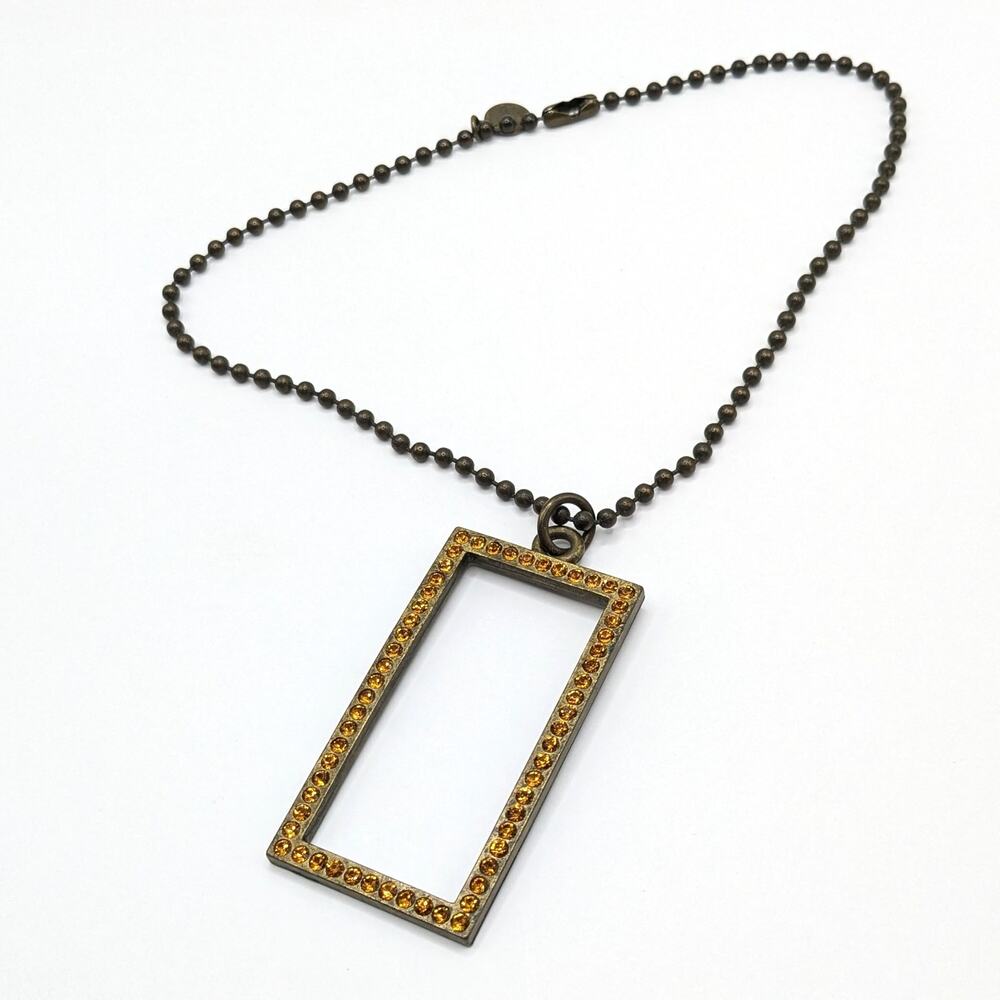 SiSi Amber Orange Rhinestone Rectangular Statement Pendant Choker Necklace